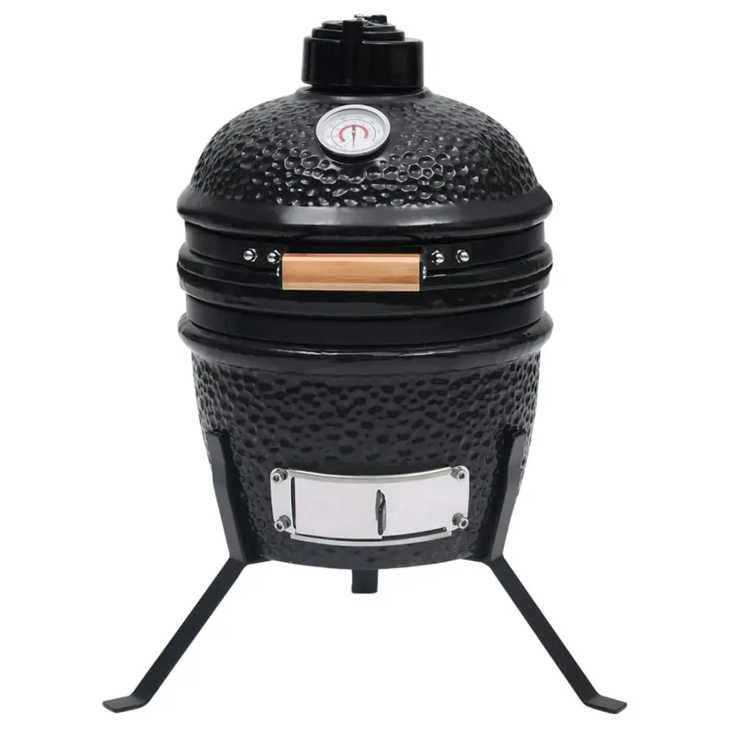 2-in-1 Kamado Barbecue Grill Smoker Ceramic 56 cm Black 316093