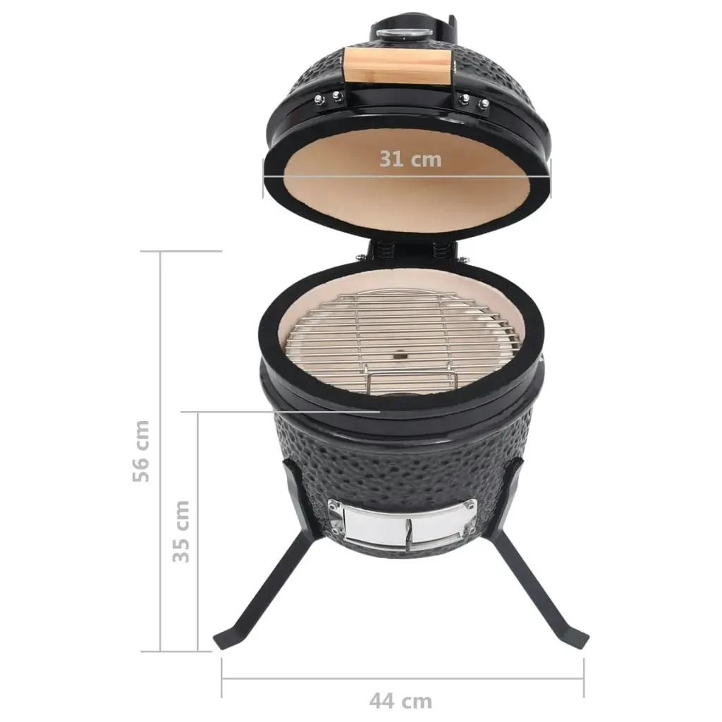 2-in-1 Kamado Barbecue Grill Smoker Ceramic 56 cm Black 316093