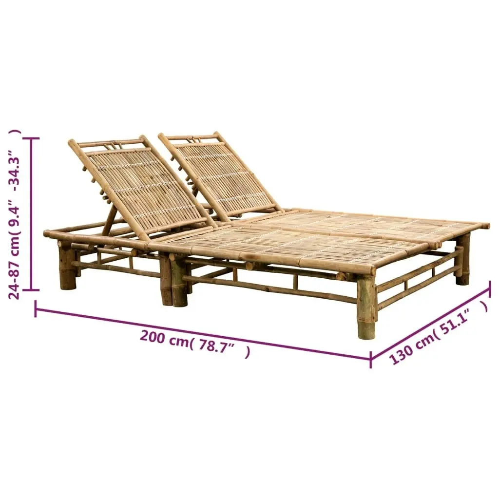 2-Person Sun Lounger with Cushions Bamboo 3063957