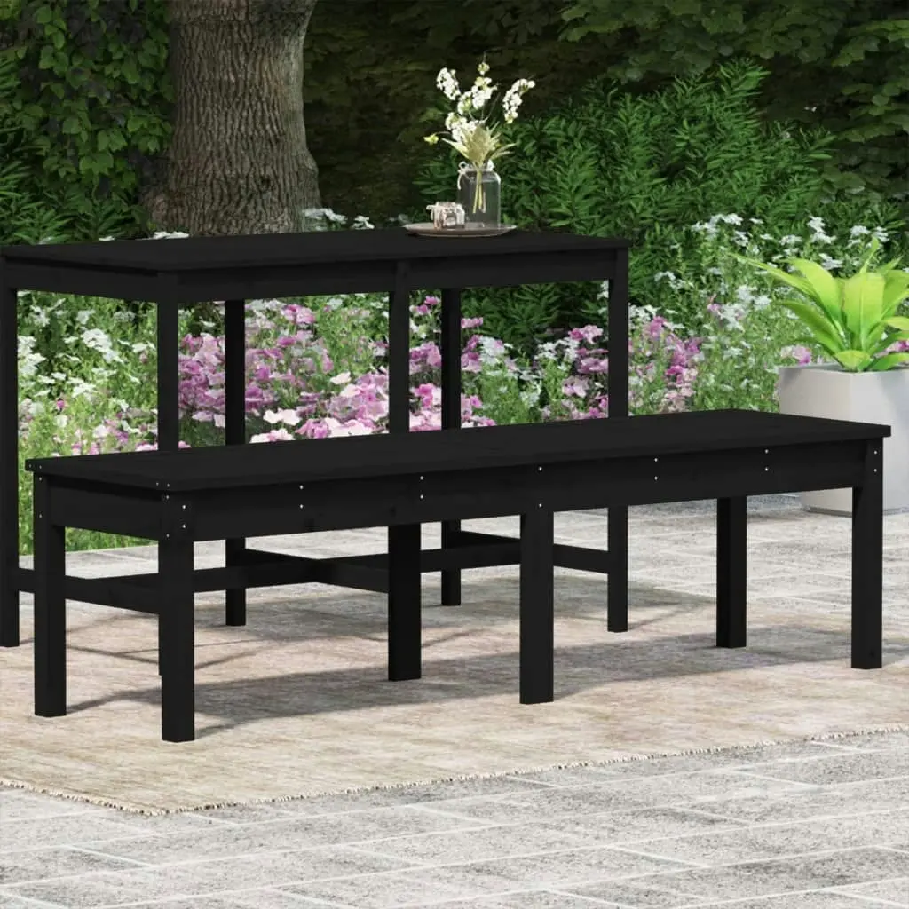 2-Seater Garden Bench Black 159.5x44x45 cm Solid Wood Pine 824015