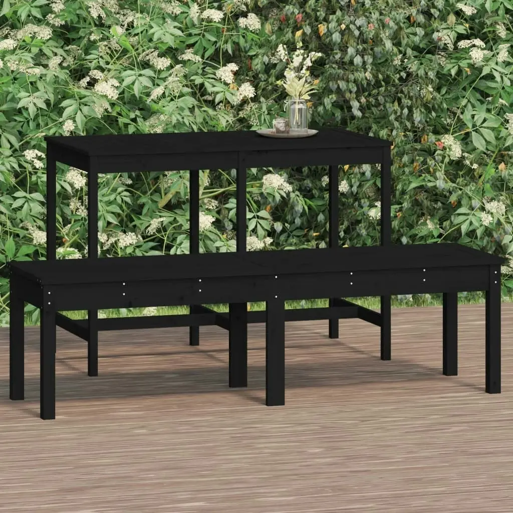 2-Seater Garden Bench Black 159.5x44x45 cm Solid Wood Pine 824015