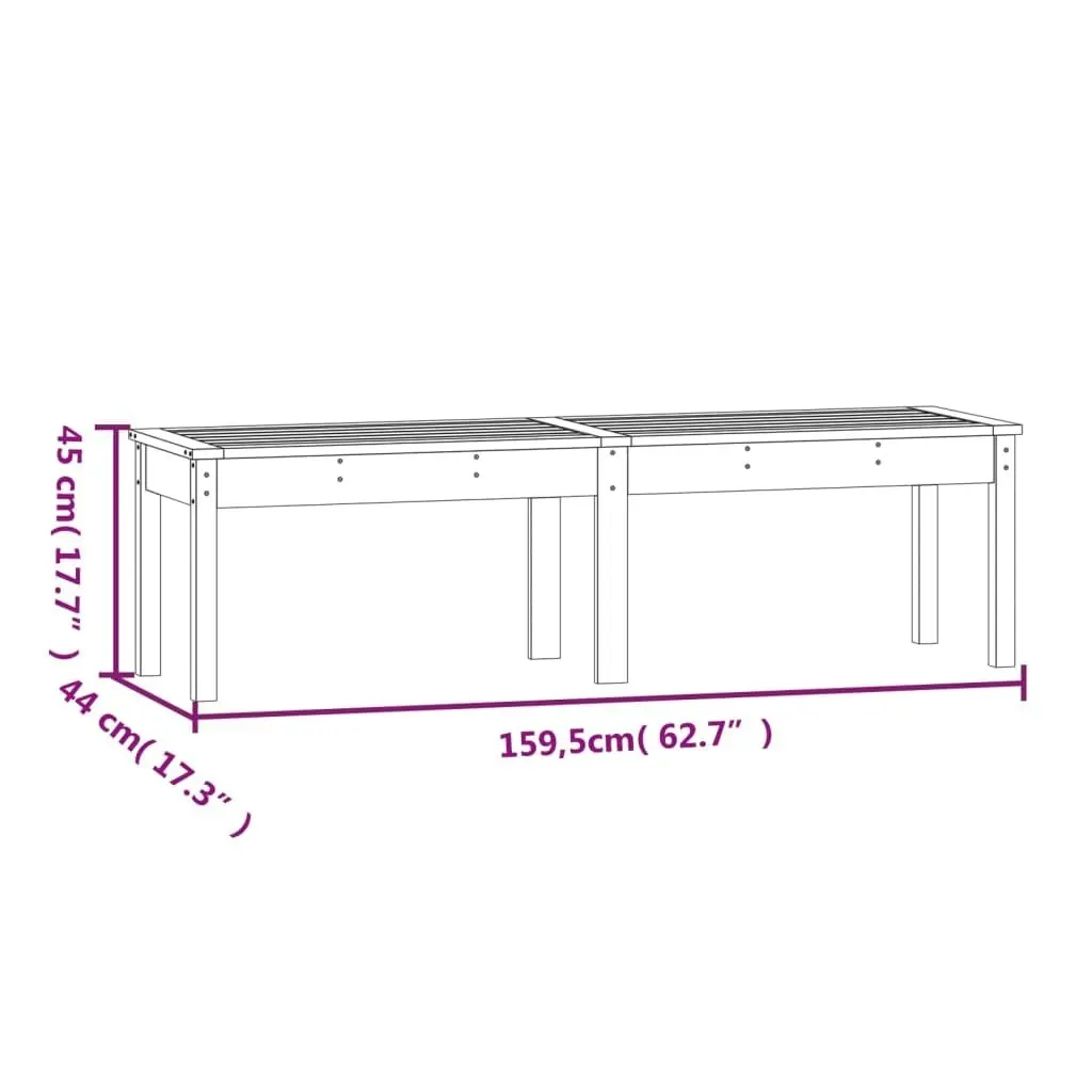 2-Seater Garden Bench Black 159.5x44x45 cm Solid Wood Pine 824015