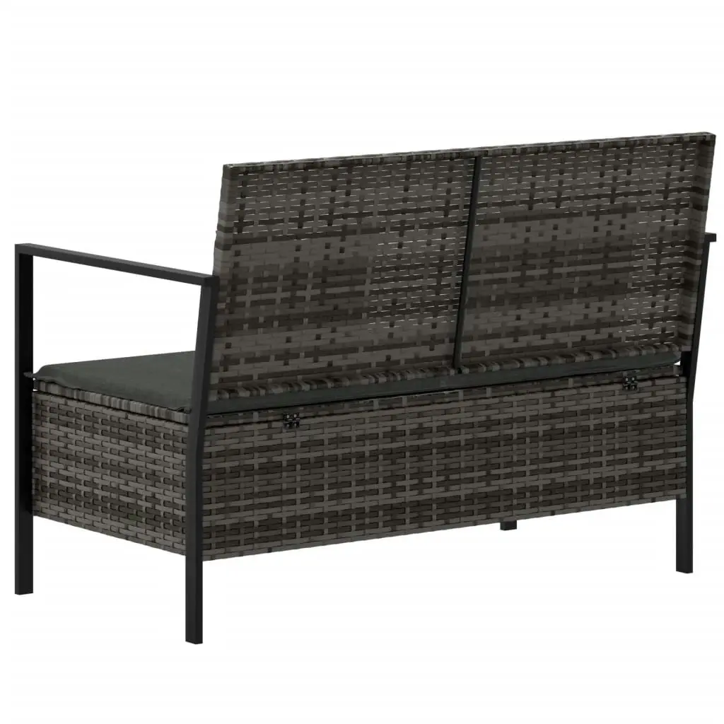 2-Seater Garden Bench with Cushions Grey Poly Rattan 364111