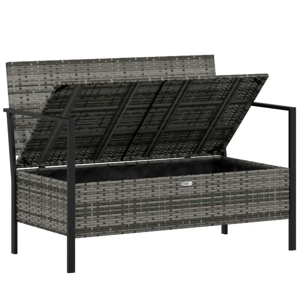 2-Seater Garden Bench with Cushions Grey Poly Rattan 364111