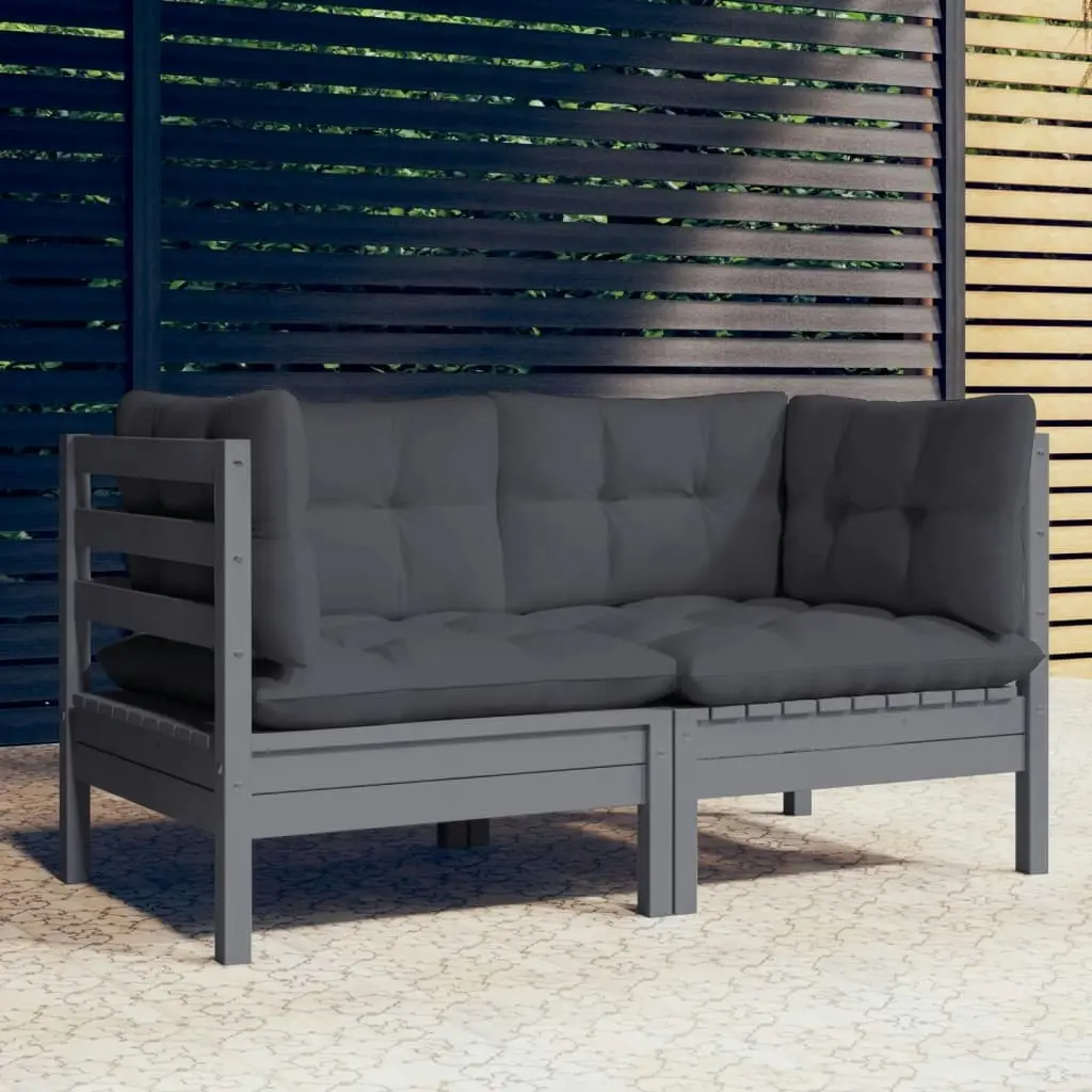 2-Seater Garden Sofa with Anthracite Cushions Solid Wood Pine 3096012