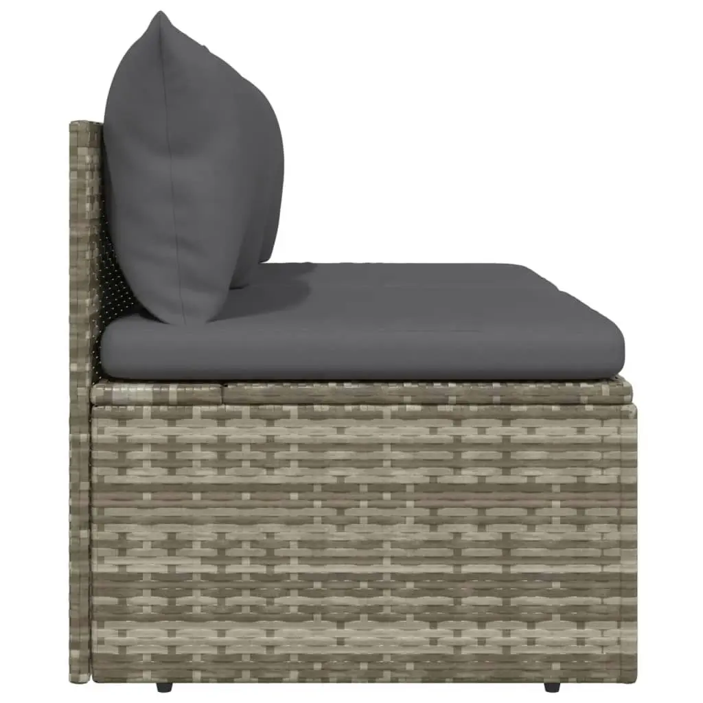 2-Seater Garden Sofa with Cushions Grey Poly Rattan 318671