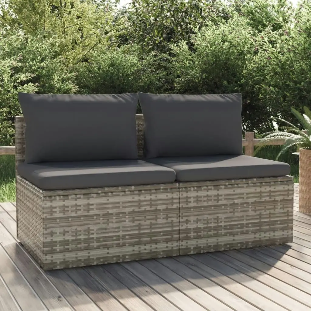 2-Seater Garden Sofa with Cushions Grey Poly Rattan 318671