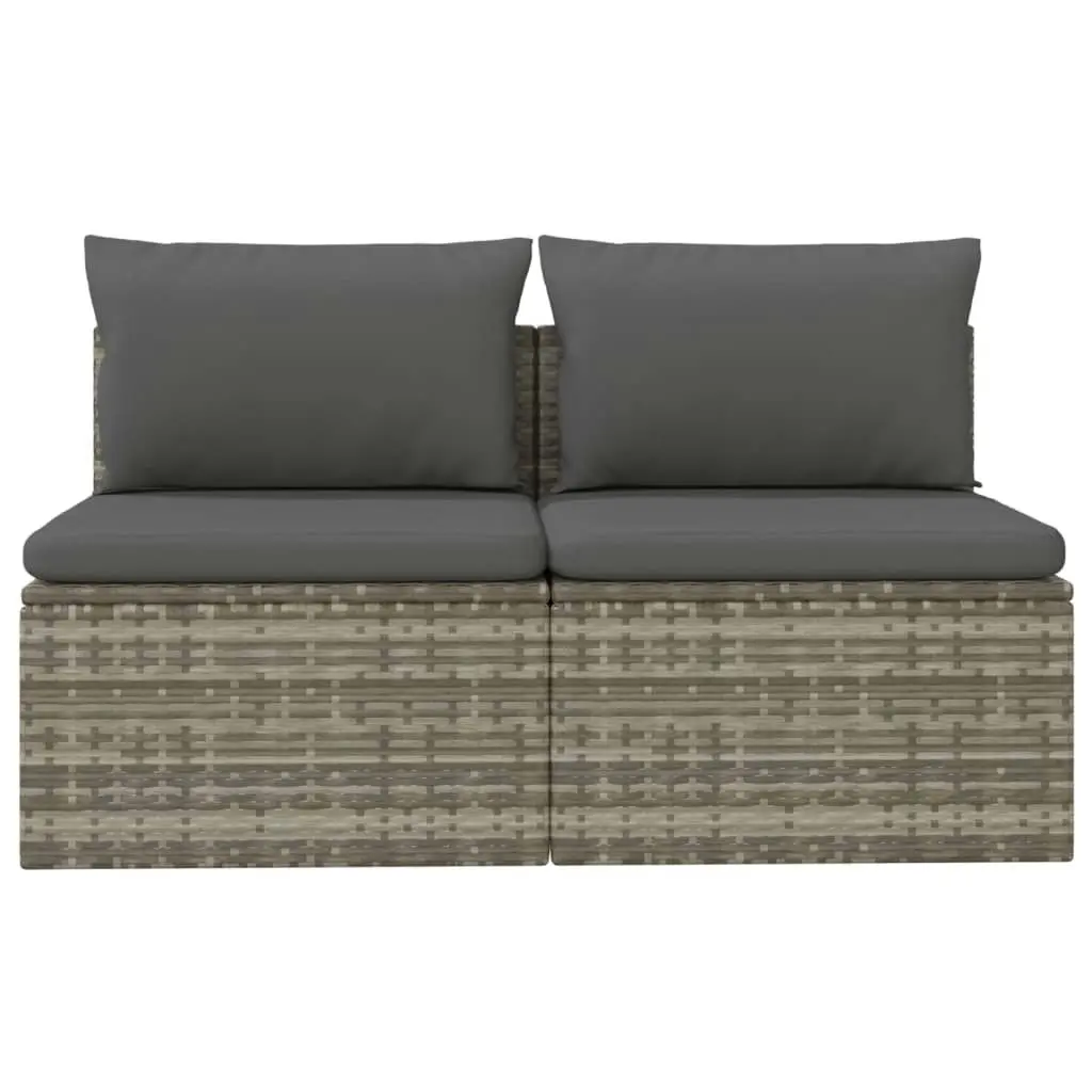 2-Seater Garden Sofa with Cushions Grey Poly Rattan 318671