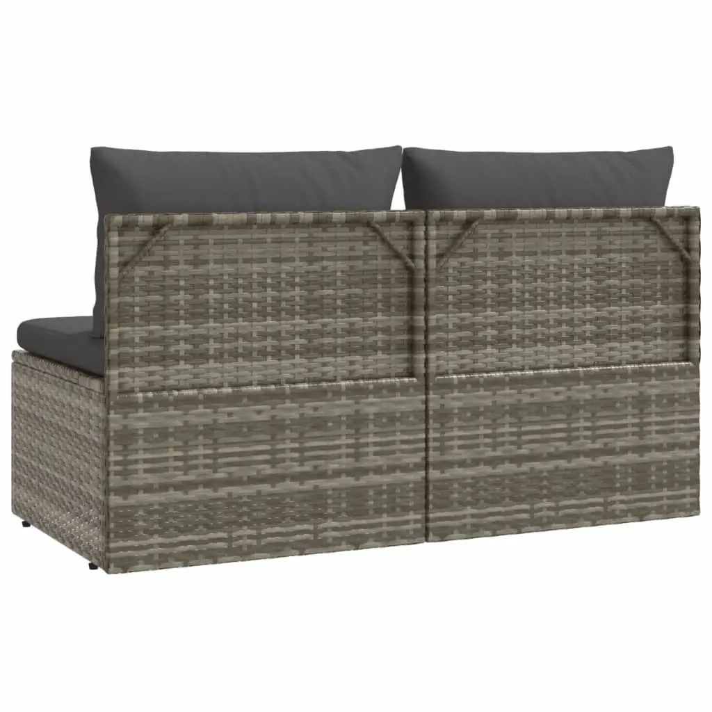 2-Seater Garden Sofa with Cushions Grey Poly Rattan 318671