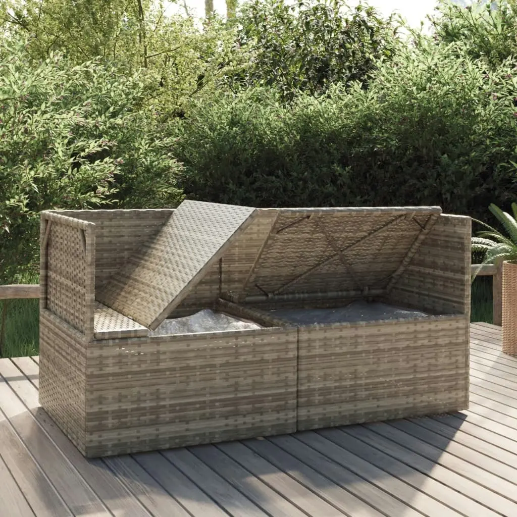 2-Seater Garden Sofa with Cushions Grey Poly Rattan 318673