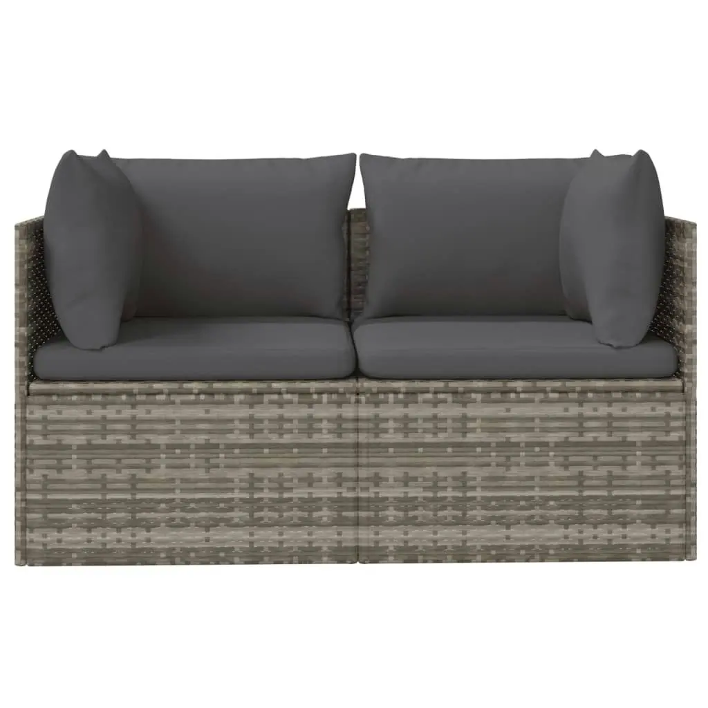 2-Seater Garden Sofa with Cushions Grey Poly Rattan 318673