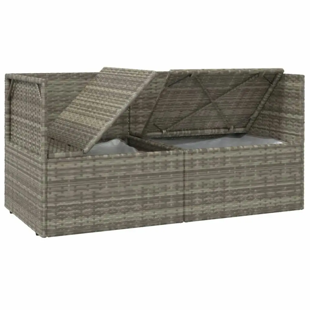 2-Seater Garden Sofa with Cushions Grey Poly Rattan 318673