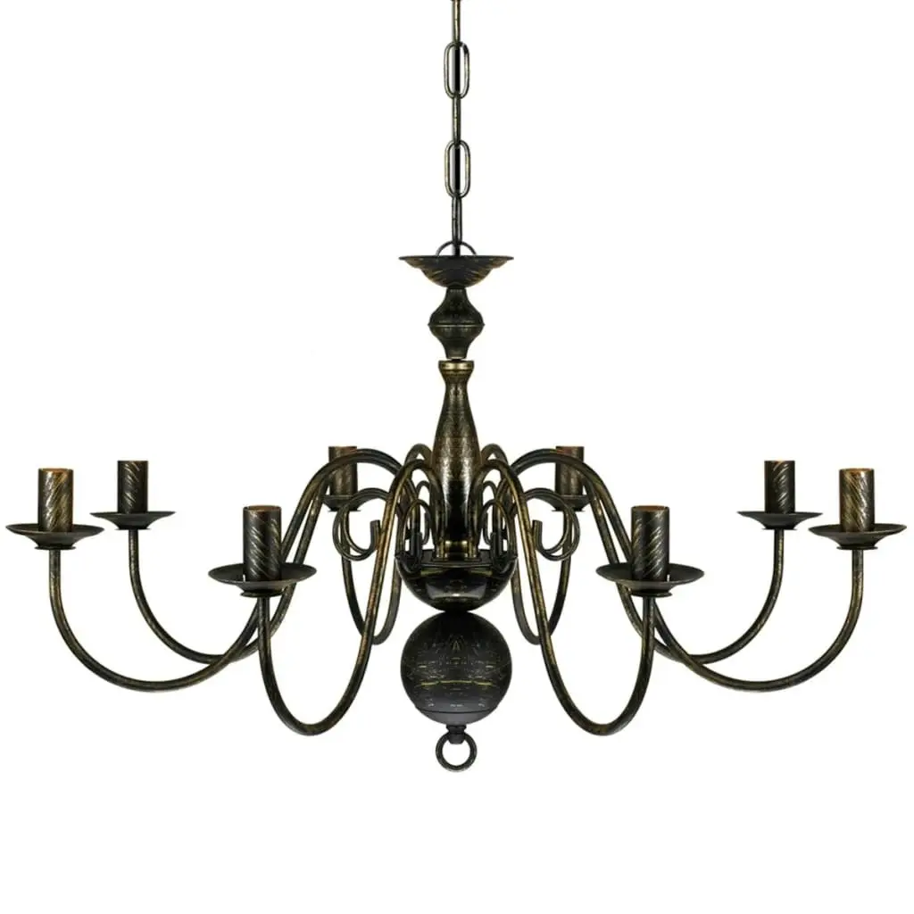 Antique Black Metal Chandelier 8 x E14 Bulbs 241384