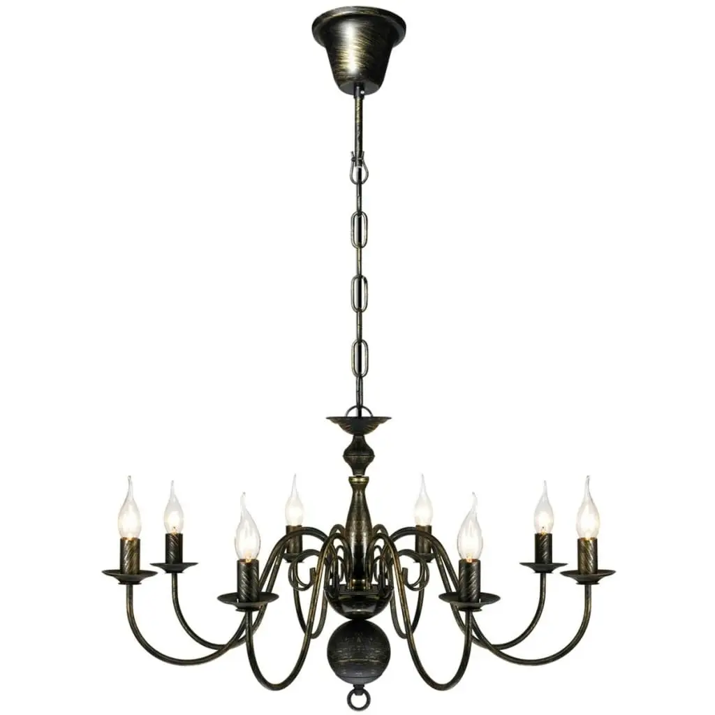 Antique Black Metal Chandelier 8 x E14 Bulbs 241384