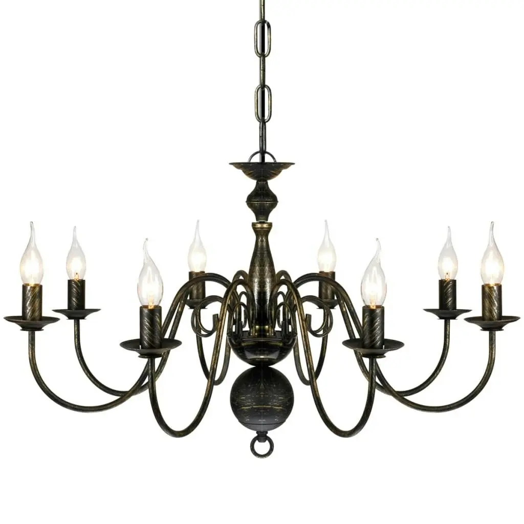 Antique Black Metal Chandelier 8 x E14 Bulbs 241384