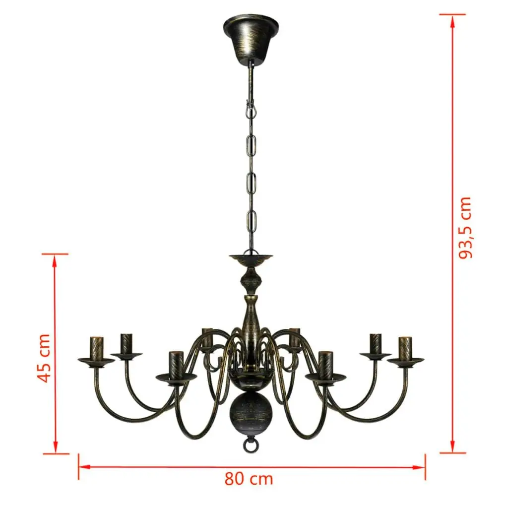 Antique Black Metal Chandelier 8 x E14 Bulbs 241384