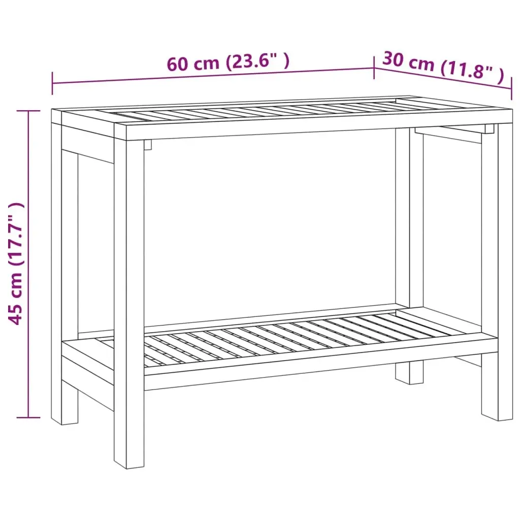 Bathroom Side Table 60x30x45 cm Solid Wood Teak 340752