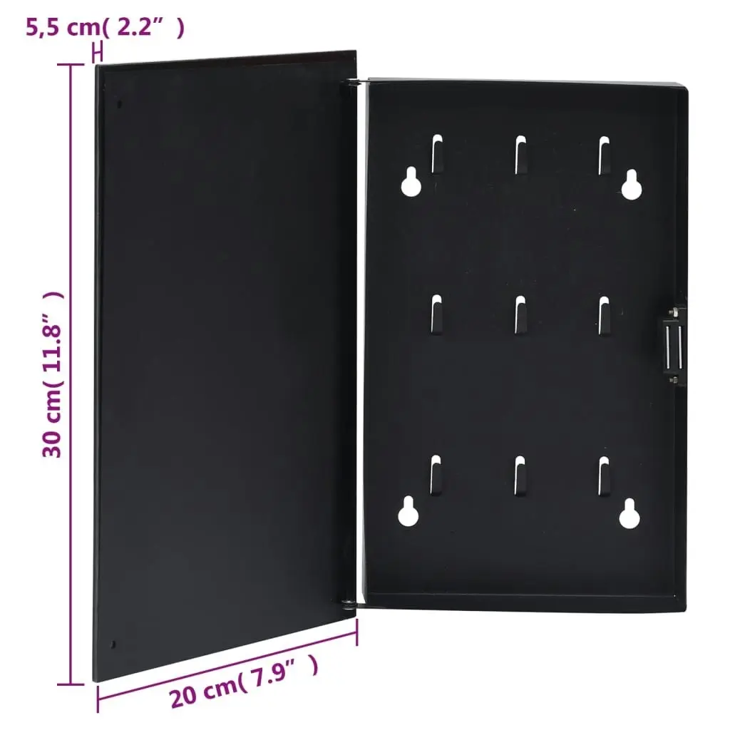 Key Box with Magnetic Board Black 30x20x5.5 cm 322779