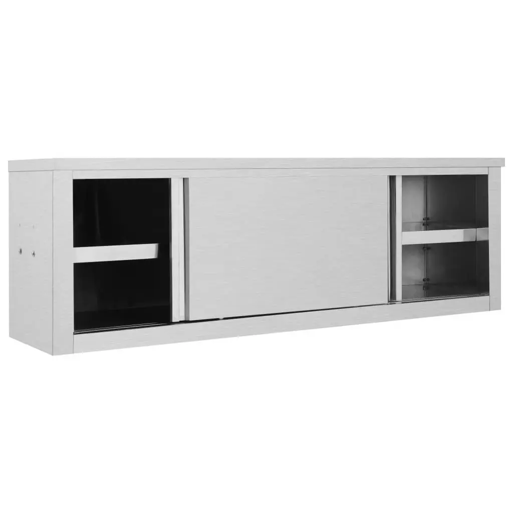 Kitchen Wall Cabinet with Sliding Doors 150x40x50 cm Stainless Steel 51054