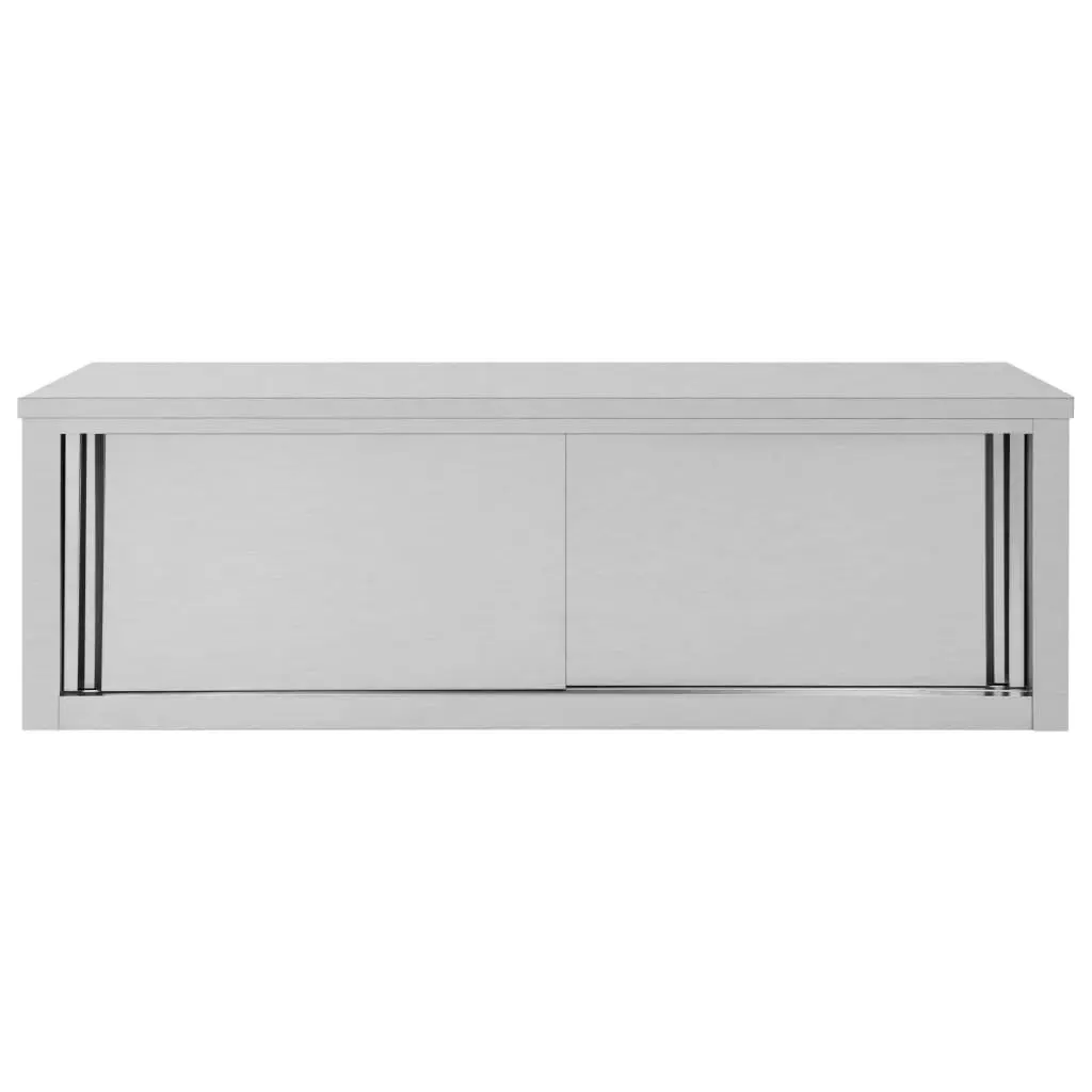 Kitchen Wall Cabinet with Sliding Doors 150x40x50 cm Stainless Steel 51054