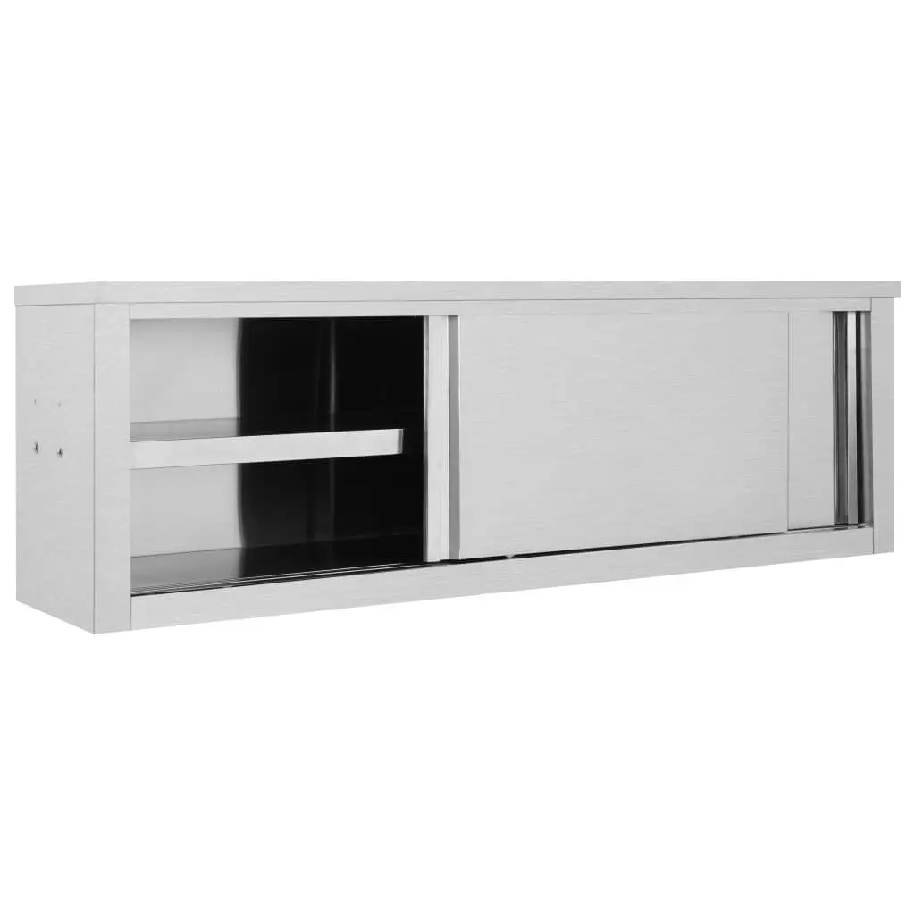 Kitchen Wall Cabinet with Sliding Doors 150x40x50 cm Stainless Steel 51054