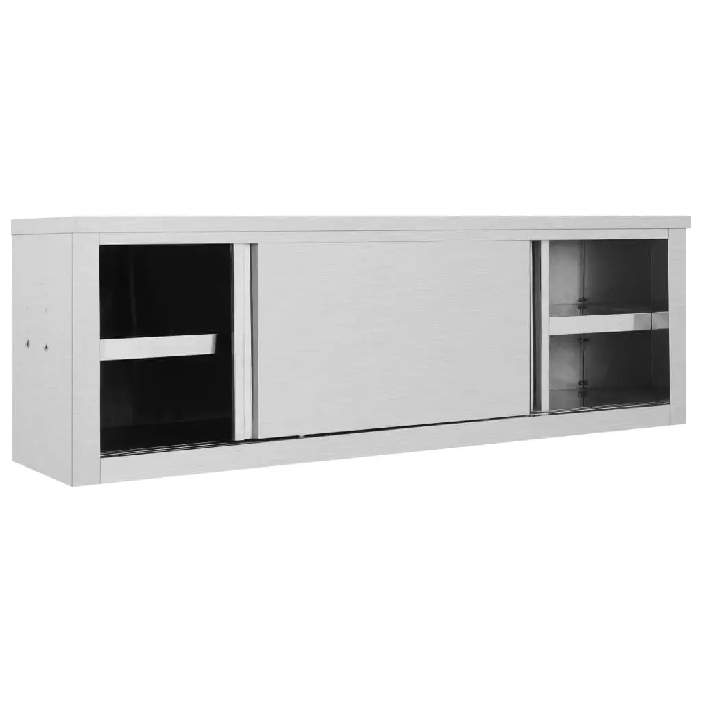 Kitchen Wall Cabinet with Sliding Doors 150x40x50 cm Stainless Steel 51054