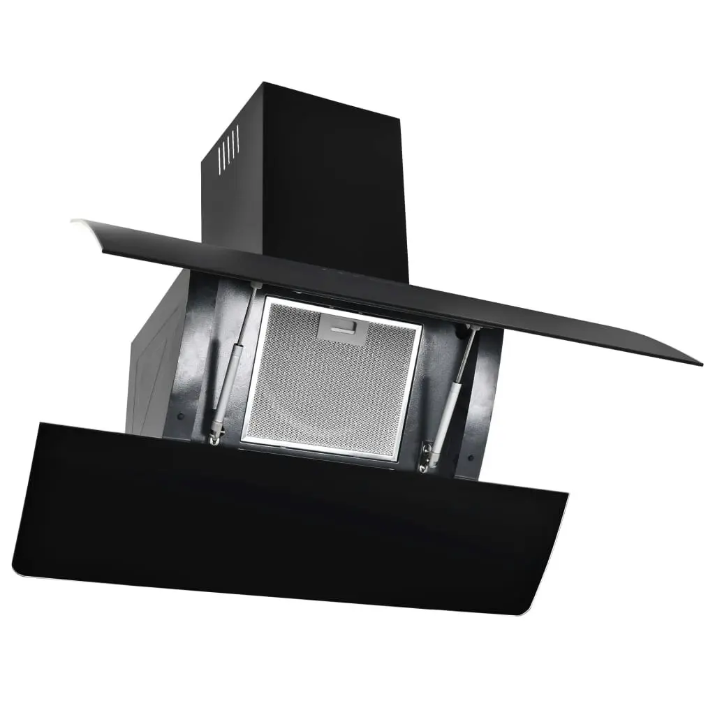 Wall Mounted Range Hood Stainless Steel 756 mÃ‚Â³/h 90 cm Black 50705