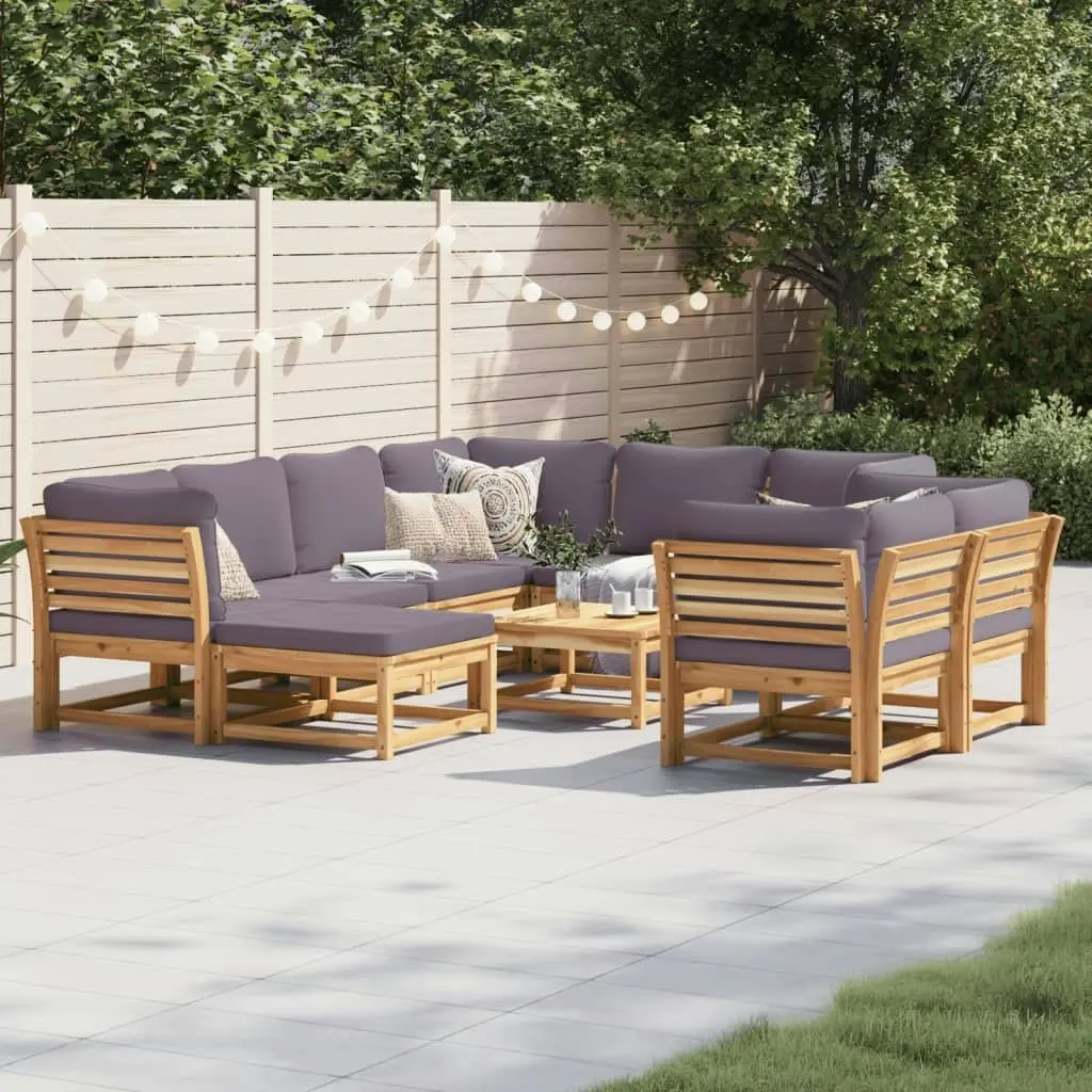 10 Piece Garden Lounge Set with Cushions Solid Wood Acacia 3214319