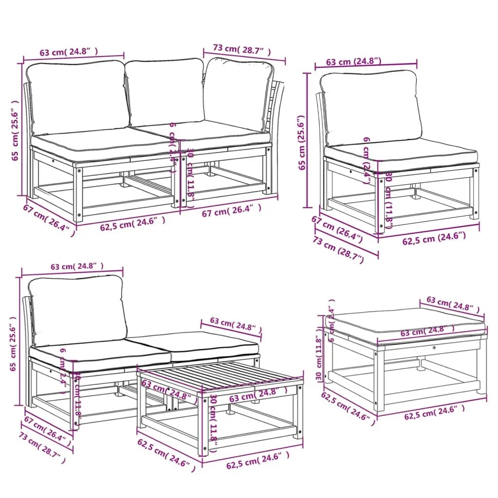 11 Piece Garden Lounge Set with Cushions Solid Wood Acacia 3214320