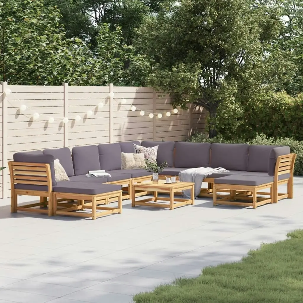 11 Piece Garden Lounge Set with Cushions Solid Wood Acacia 3214320