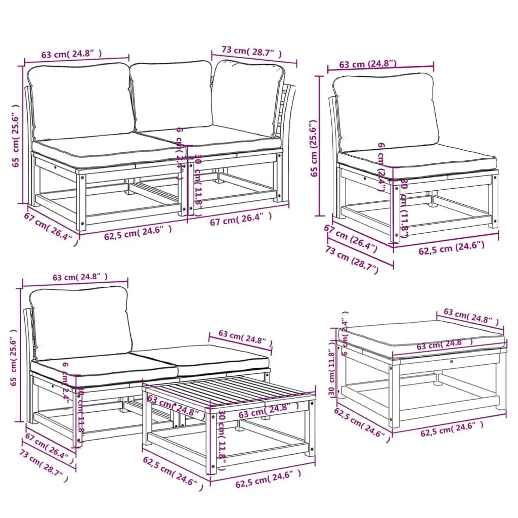 11 Piece Garden Lounge Set with Cushions Solid Wood Acacia 3214297