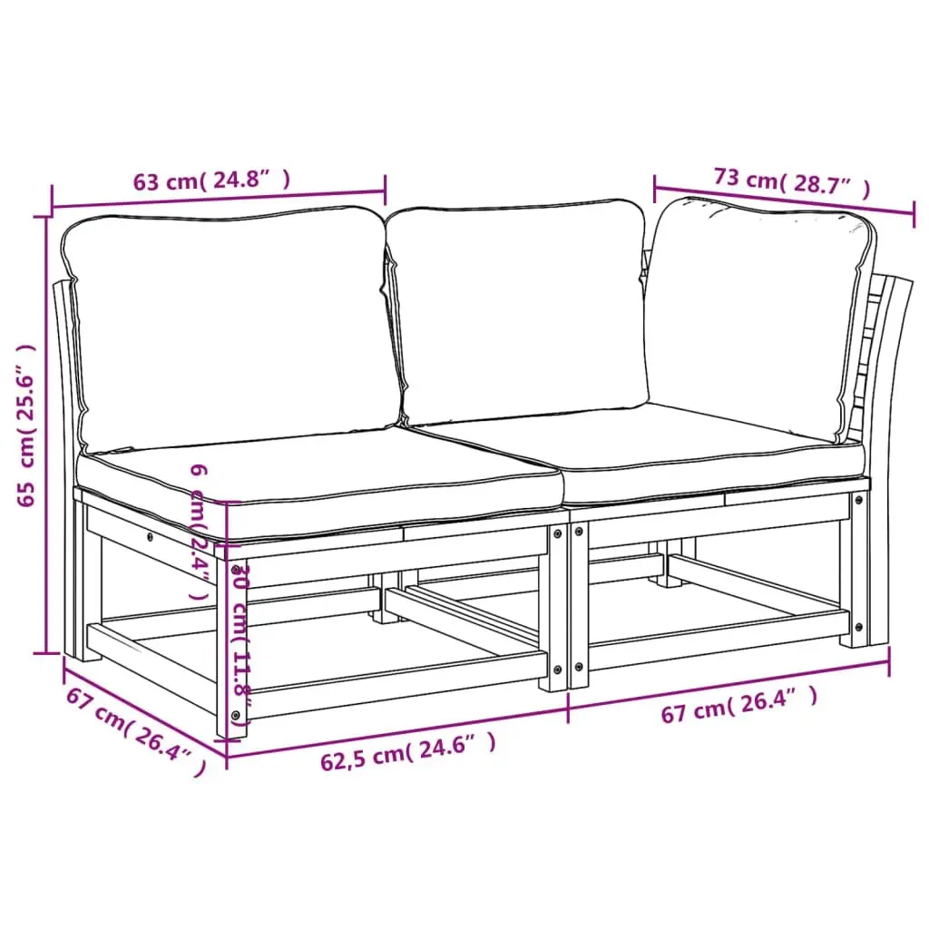 2 Piece Garden Lounge Set with Cushions Solid Wood Acacia 366498