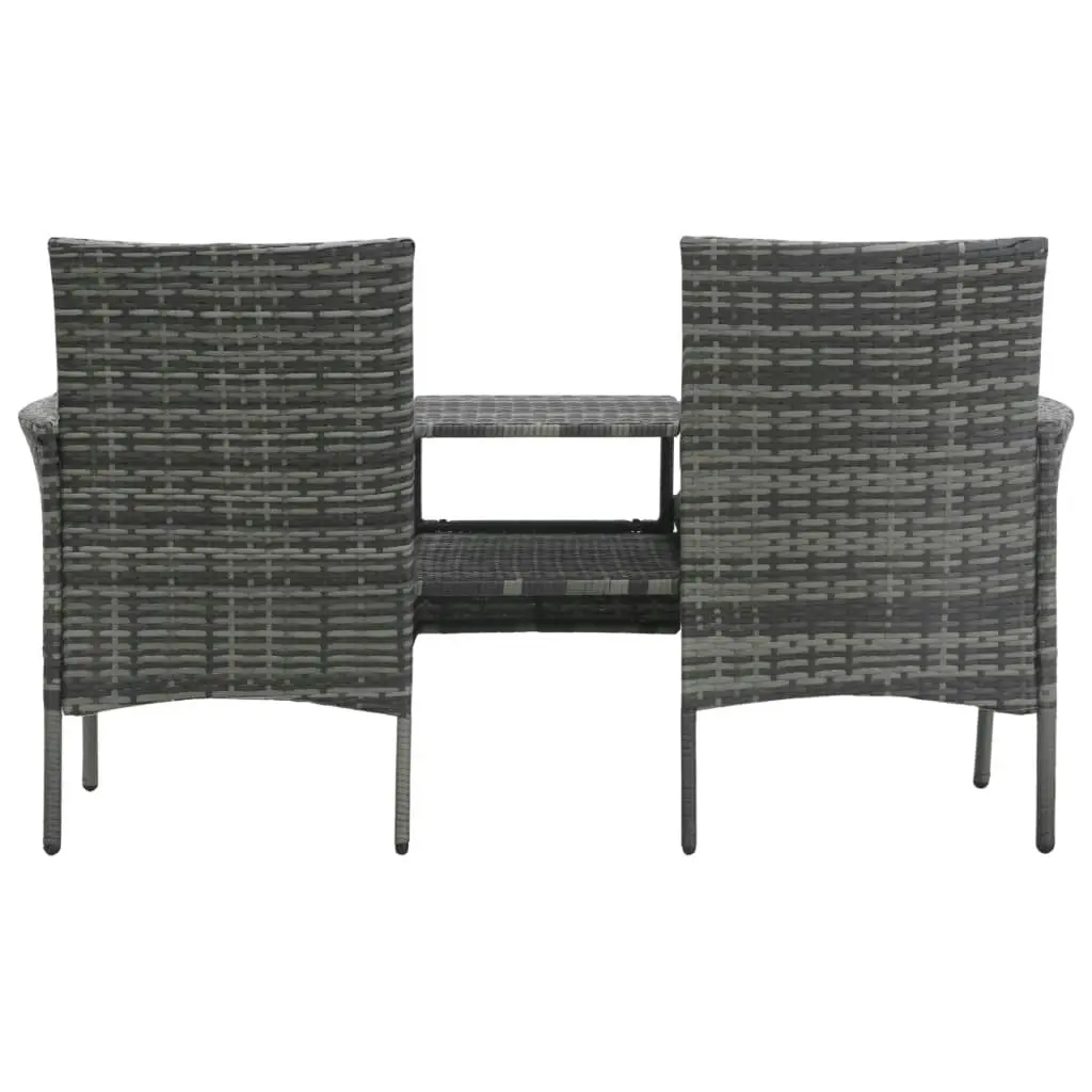 2-Seater Garden Sofa with Tea Table Poly Rattan Anthracite 47751