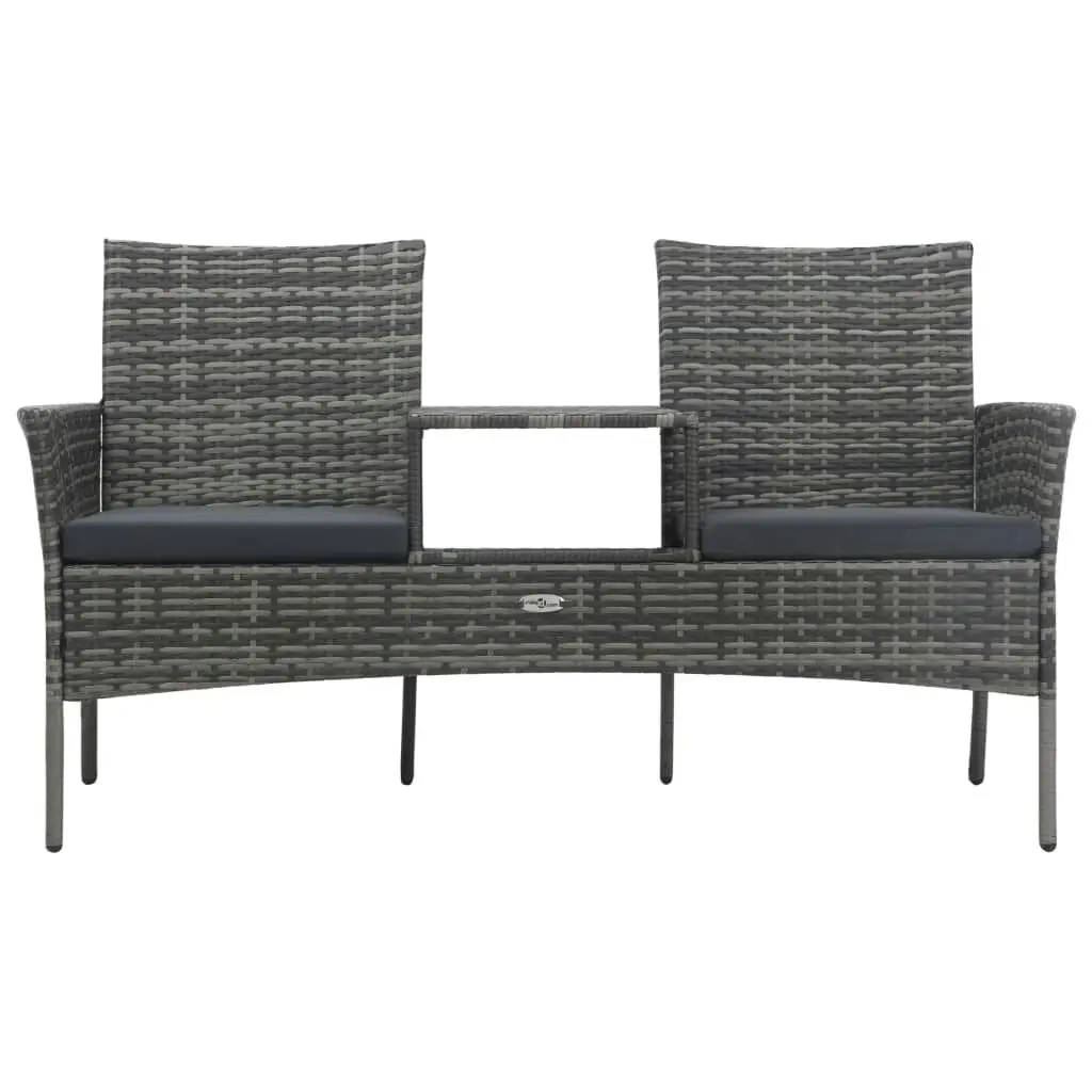 2-Seater Garden Sofa with Tea Table Poly Rattan Anthracite 47751