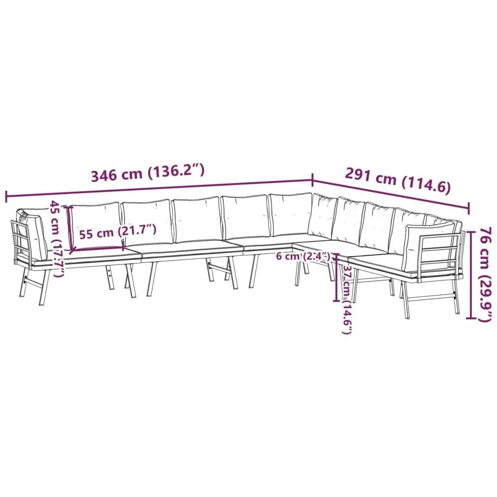 4 Piece Garden Benches with Cushions Black Powder-coated Steel 3283713