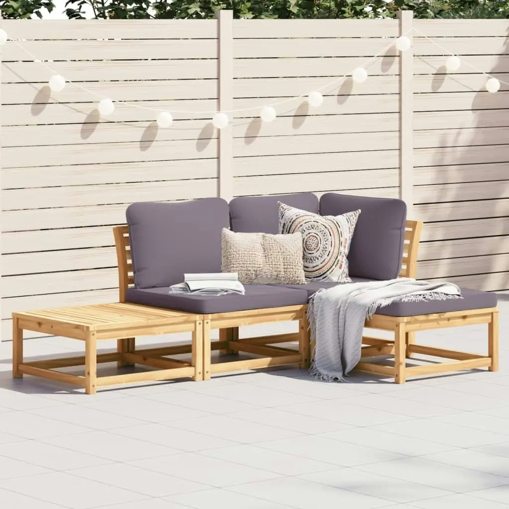 4 Piece Garden Lounge Set with Cushions Solid Wood Acacia 3214307