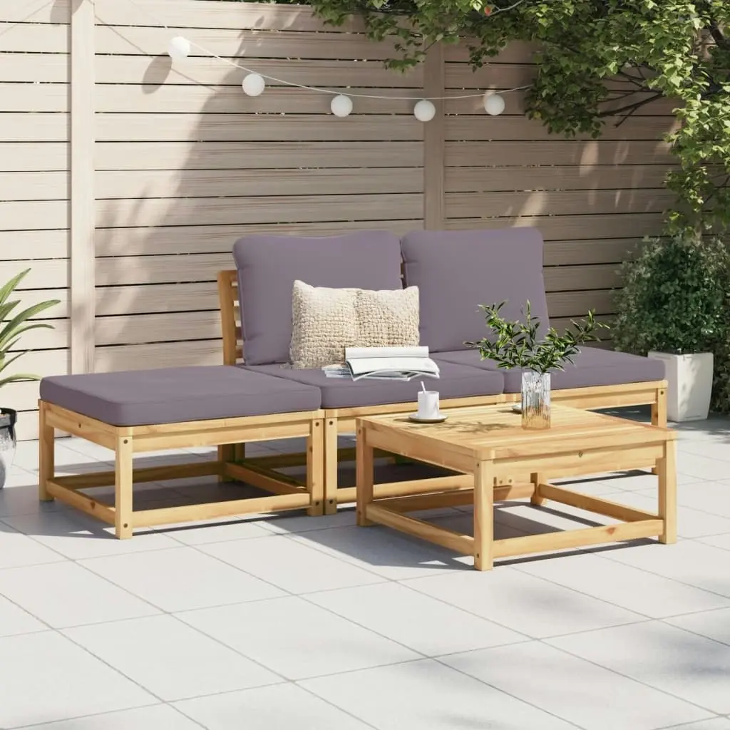 4 Piece Garden Lounge Set with Cushions Solid Wood Acacia 3214326