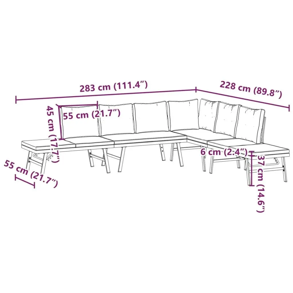 4 Piece Garden Benches with Cushions Black Powder-coated Steel 3283721