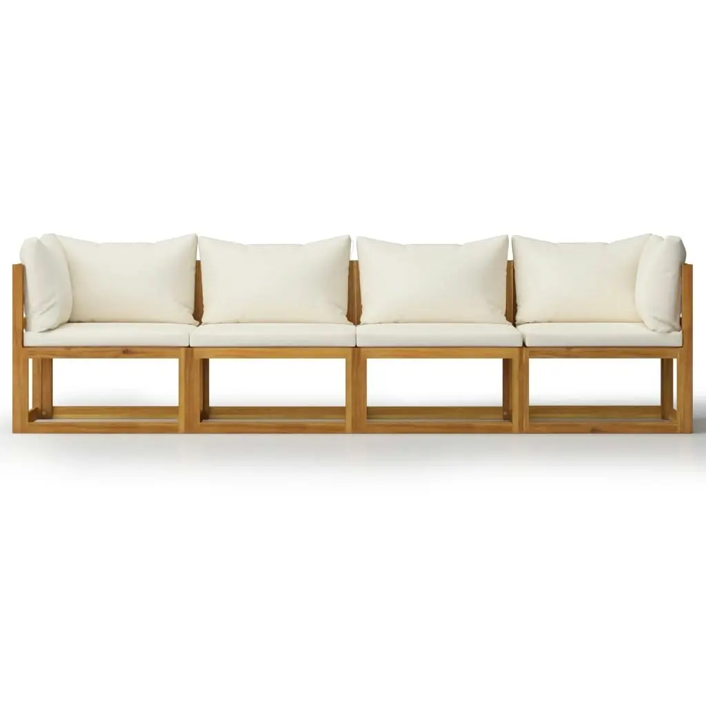 4-Seater Garden Sofa with Cushion Cream Solid Acacia Wood 3057639