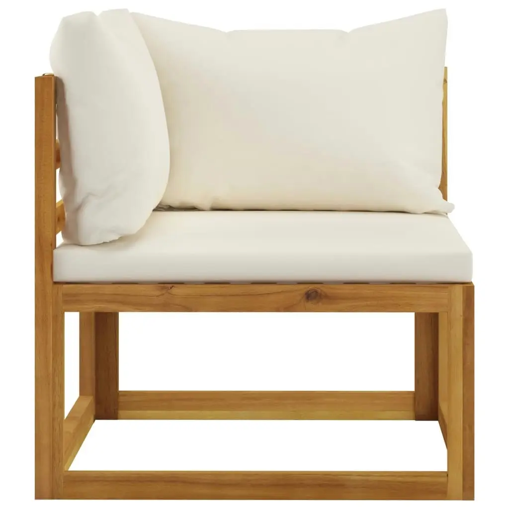 4-Seater Garden Sofa with Cushion Cream Solid Acacia Wood 3057639