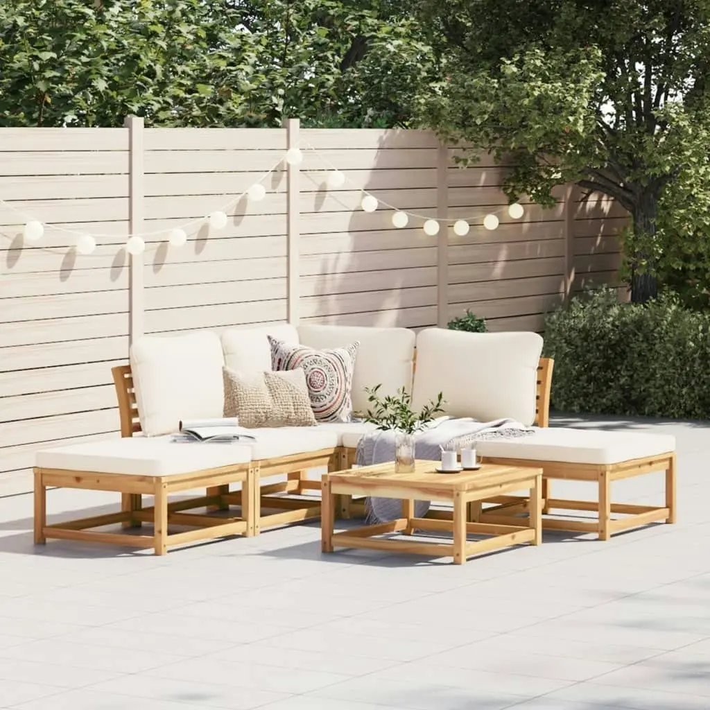 6 Piece Garden Lounge Set with Cushions Solid Wood Acacia 3214283