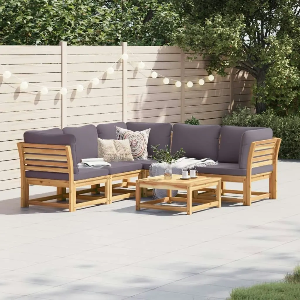 6 Piece Garden Lounge Set with Cushions Solid Wood Acacia 3214311