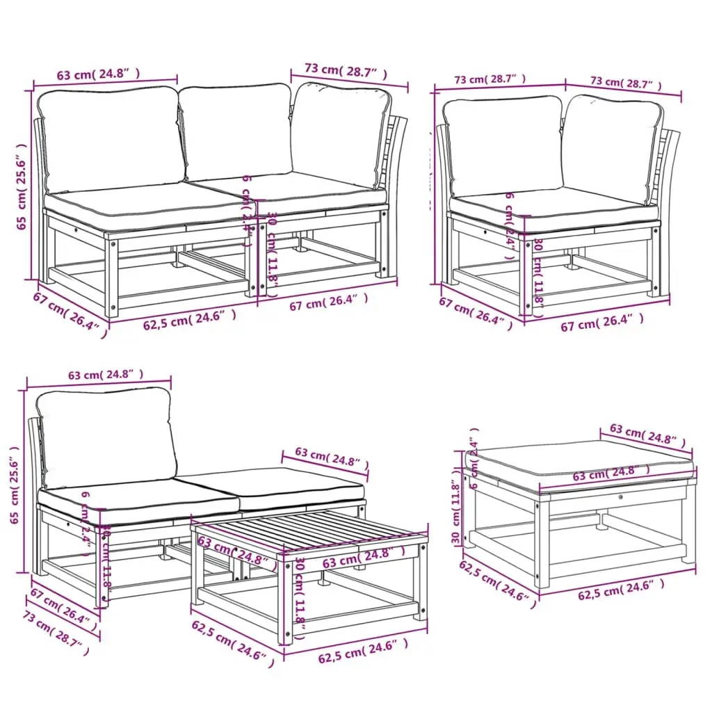 7 Piece Garden Lounge Set with Cushions Solid Wood Acacia 3214299