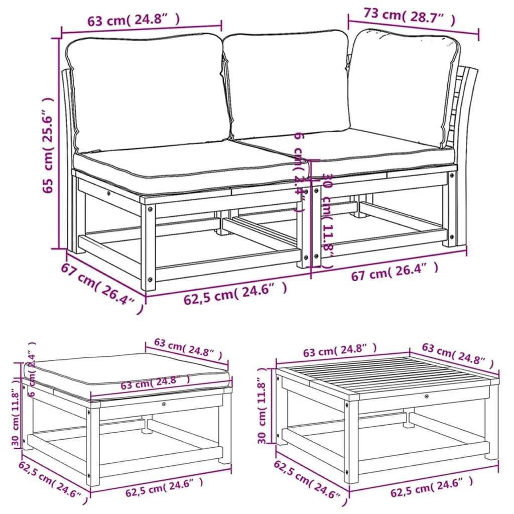 8 Piece Garden Lounge Set with Cushions Solid Wood Acacia 3214295