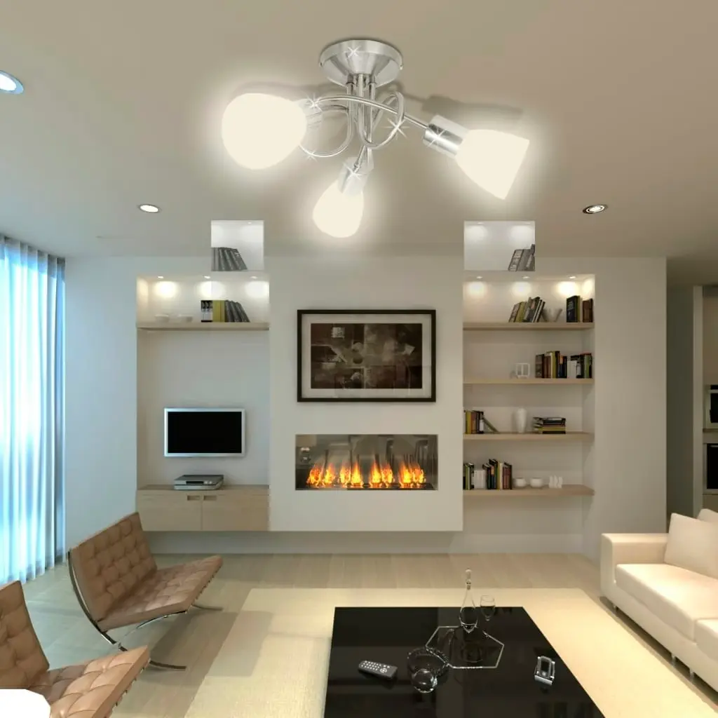 Ceiling Lamp with Glass Shades for 3 E14 Bulbs 240983