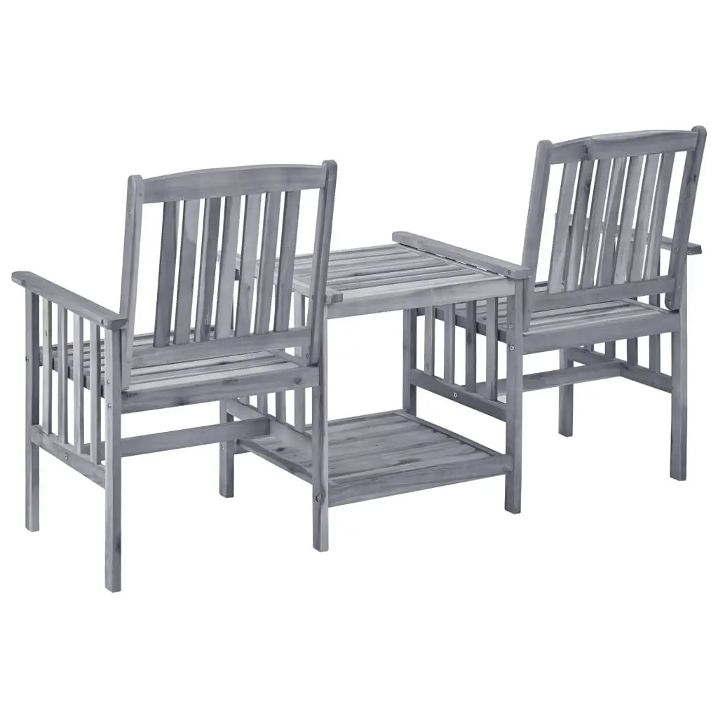 Garden Chairs with Tea Table and Cushions Solid Acacia Wood 3061319