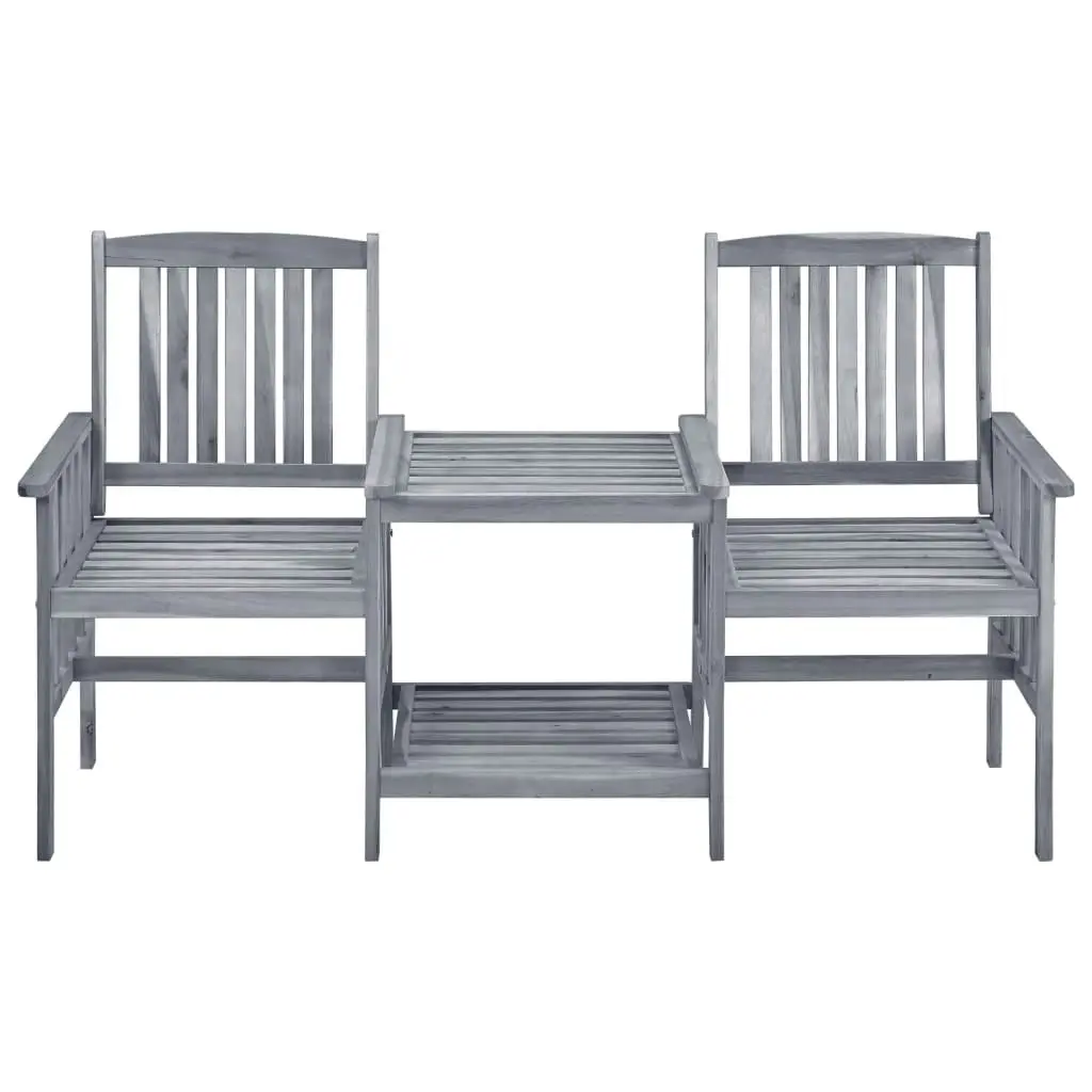 Garden Chairs with Tea Table and Cushions Solid Acacia Wood 3061318