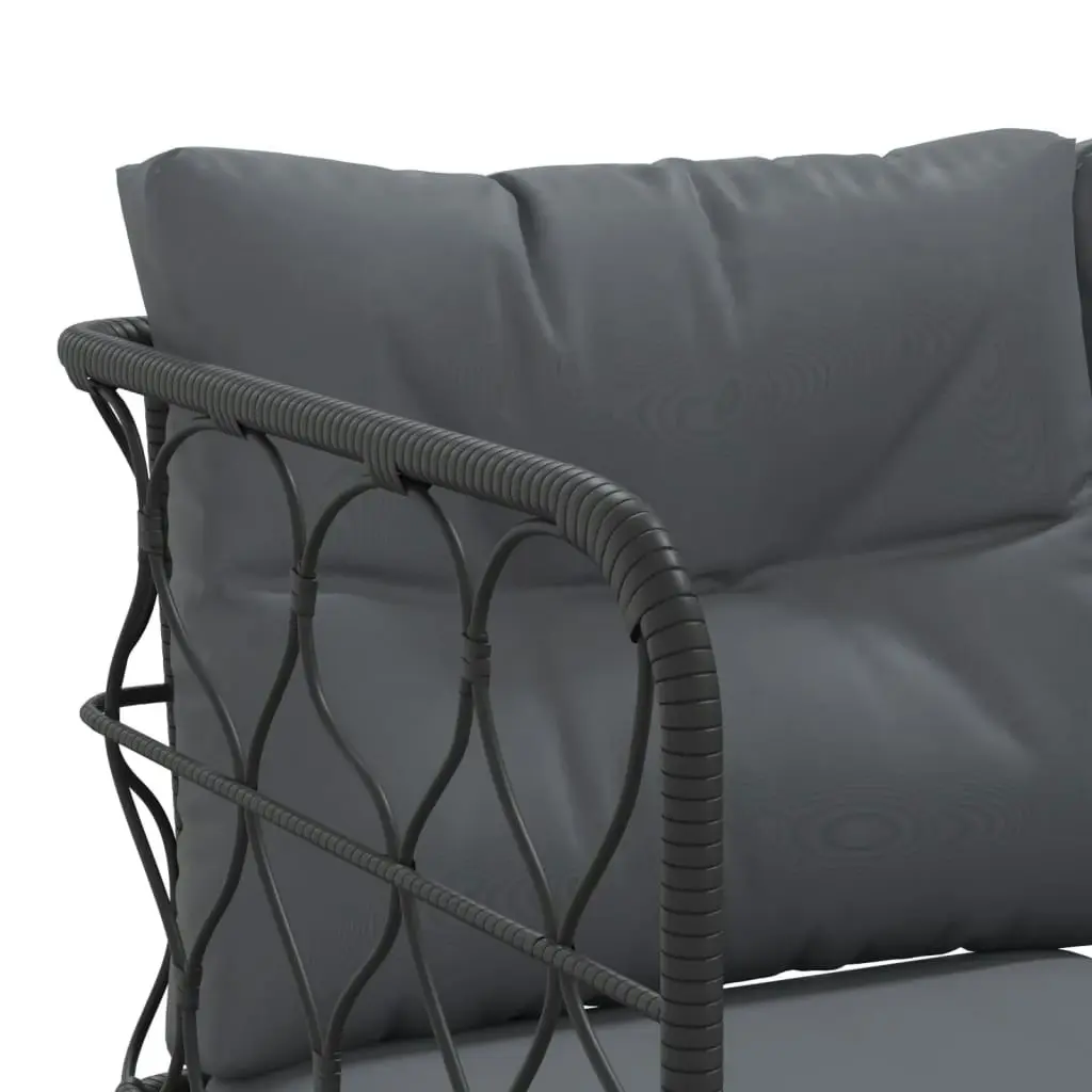 Garden Sofa Set with Cushions Black Steel and Textilene 3283742