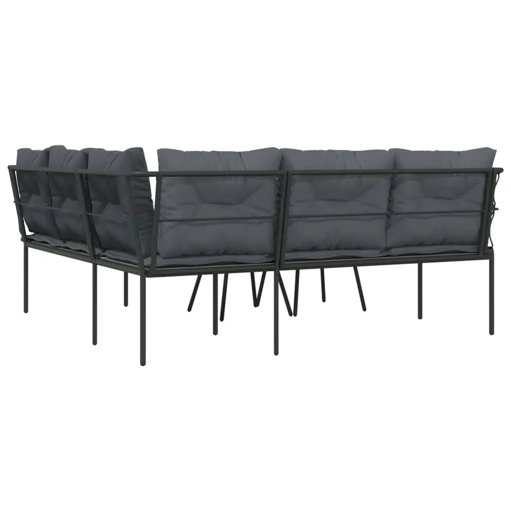 Garden Sofa Set with Cushions Black Steel and Textilene 3283742