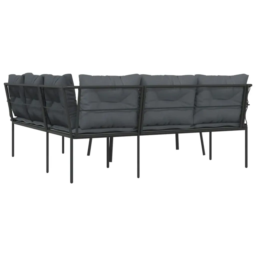 Garden Sofa Set with Cushions Black Steel and Textilene 3283747